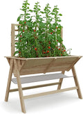 Raised Garden Bed with Legs 52x30x54In Wooden Planter Box with Trellis Outdoor Standing Vertical Horticulture Trellis Planter with Drainage Holes for Vegetables Flowers and Herbs Natural