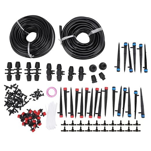 30m Garden Automatic Drip Irrigation Kit Micro Irrigation System for Plants Water Saving Irrigation Set with 30m Hose and Multiple Nozzles for Greenhouse Balcony Patio