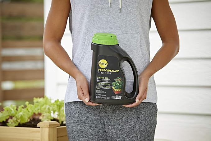 Miracle-Gro Performance Organics Raised Bed Plant Nutrition Granules - Plant Food with Natural &amp Organic Ingredients for Vegetables Fruits Herbs and Flowers in Raised Beds 2.5 lbs. (Pack of 2)