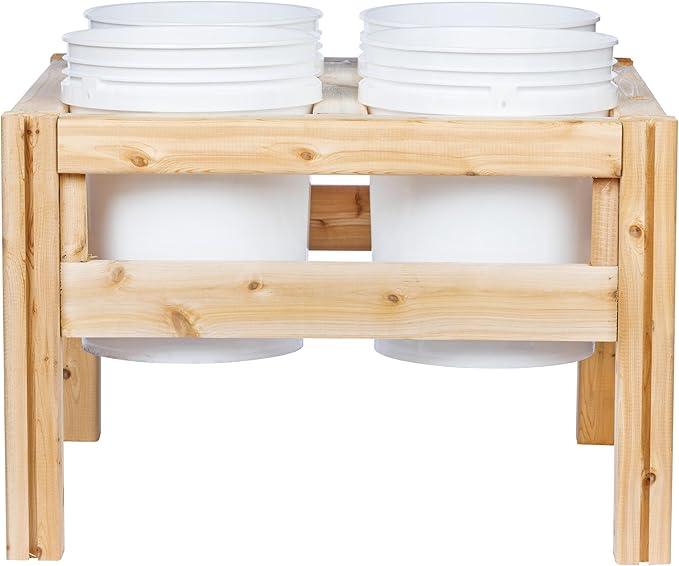 Greenes Fence Four Bucket Elevated Cedar Wood Garden Frame 29 in. x 28 in. x 20 in. - Made in USA with North American Cedar