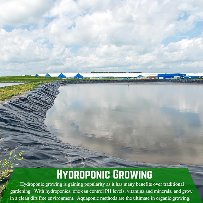FPS - Hydroponics 6 mil Black Plastic Sheeting - Hydroponic Growing Kit Hydroponic Liner Hydroponics Hydroponic Growing Pond Liner Black Plastic Sheeting (20' x 175')