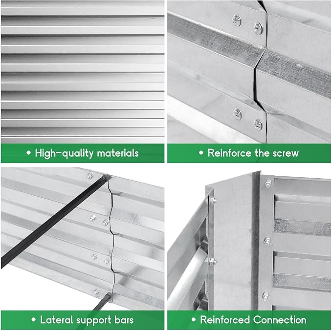 Galvanized Garden Bed Outdoor Raised Garden Bed for Vegetables Flowers and Herbs Planting Boxes Metal Planter Boxes Large Galvanized Steel Raised Bed Kit 6x3x1ft Planter Raised Beds