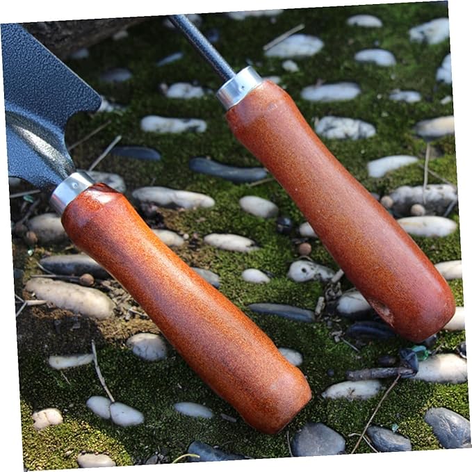 NUOBESTY 4pcs Mini Garden Tool Set with Thickened Iron Stoving Varnish Shovels and Wooden Handles for Planting and Pot Gardening