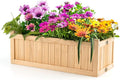 S AFSTAR Outdoor Wooden Planter Box Folding Raised Garden Bed W/Drainage Hole Patio Rectangle Plant Container for Flowers Vegetables Fruits Herbs Collapsible Planting Box for Yard