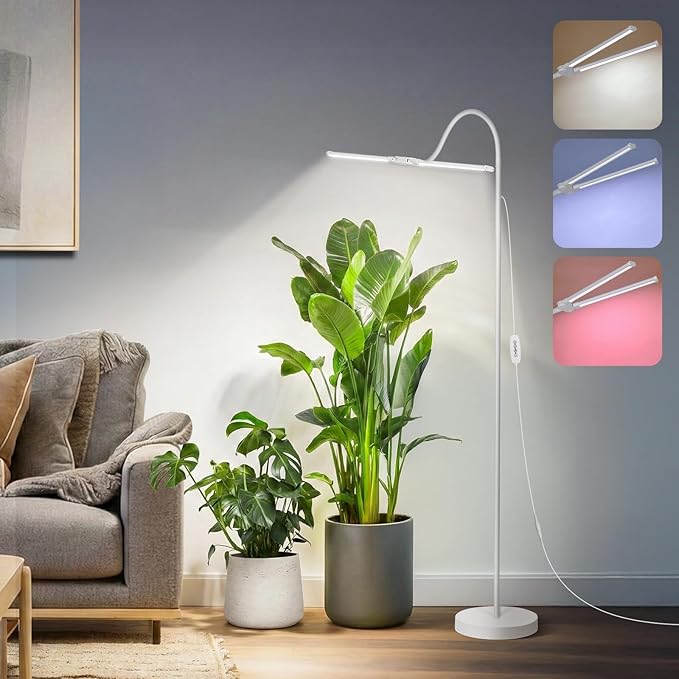 3CCT Grow Lights for Indoor Plants 168 Full Spectrum LED Plant Light for Indoor Growing with 180° Expandable Lamp Head 4/8/12H Dimmable 67in Tall Adjustable Standing Grow Light with 360° Gooseneck