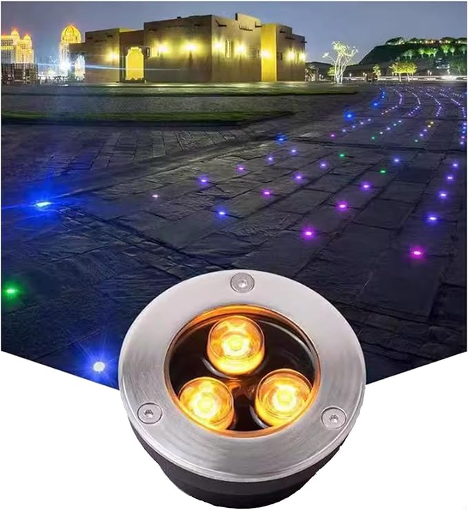 Ultra-Thin Outdoor Recessed Landscape Lights - 3W Waterproof Spotlight for Garden and Lawn - RGB Floor Light IP65 (Blue C)
