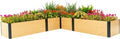 Vego garden Woodgrain Series Raised Garden Bed 16 Tall Wooden-Look 8' x 8' L-Shaped Metal Planter Box Outdoor for Vegetables Flowers Herbs