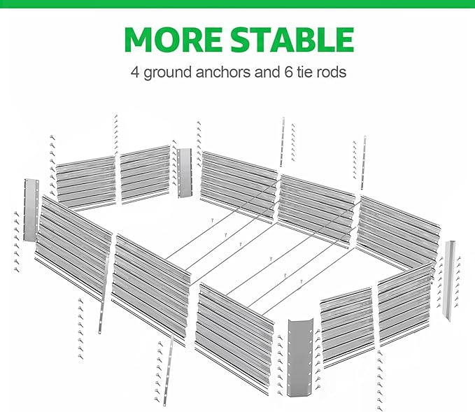 8x4x2FT Galvanized Raised Garden BedOutdoor Planter Box Patio Kit Planting Bed for Vegetables Flowers HerbSilver 2 Pack