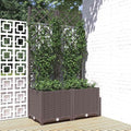 Brown Raised Garden Planter with Trellis 31.5x15.7x53.5 in UV-Resistant Polypropylene Elevated Flower Bed Box for Balcony Patio Outdoor Gardening