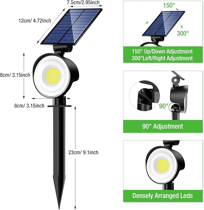 nipify 12 Pack Solar Spot Lights Outdoor Waterproof with 3 Modes Solar Spotlight Light for Outside Yard Landscape Lighting Pathway Lights Wall Cool White