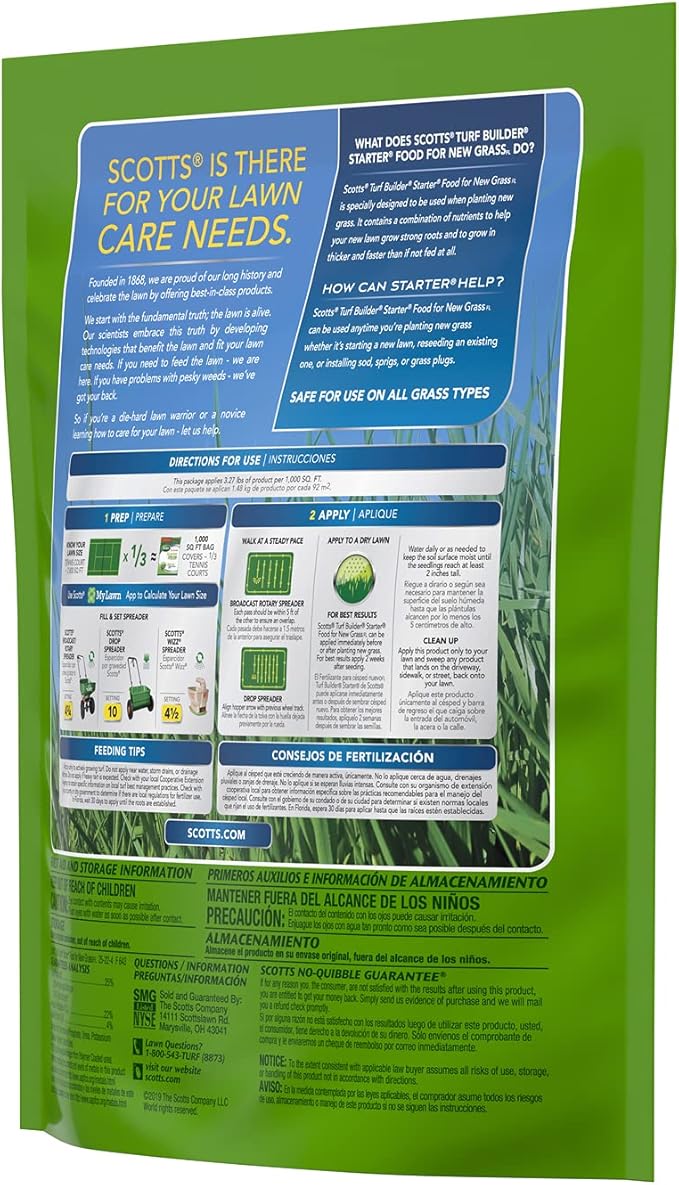 Scotts Turf Builder Starter Fertilizer for New GrassFL Use When Planting Seed in Florida 1000 sq. ft. 3.27 lbs.