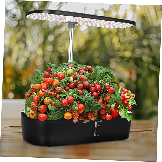 VICASKY 1 Set Indoor Hydroponics Growing System Kit with Grow Light Multi Porous Design for Indoor Gardening Complete Accessories for Easy Planting of Vegetables US Plug Compatible