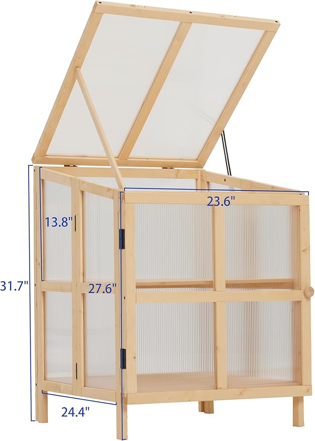 2 Tier Foldable Cold e Greenhouse Portable Wooden Greenhouse GCold e Raised Planter Box with Shelves