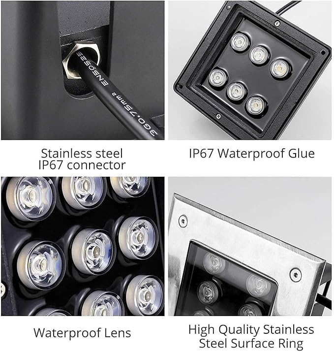 Led Landscape Lights - Square Buried Garden Lamp Dc-12V Outdoor Recessed Led Light Ip67 Waterproof Led Spotlight Led Beam Spotlight for Outdoor Stair Step Deck Drivew