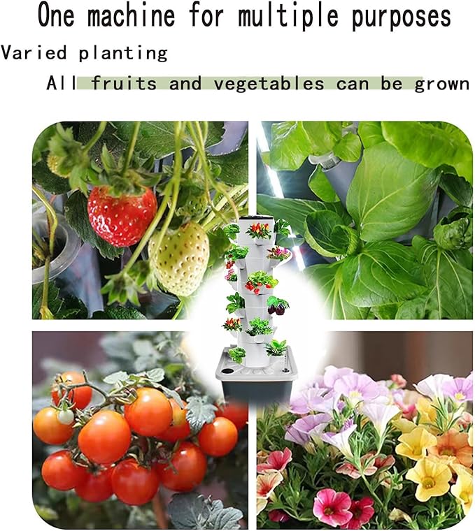 Hydroponics Growing SystemVertical Garden Indoor Outdoor Garden Tower Aeroponic Tower for Herbs Fruits Vegetables No Seedlings Included(15holes)