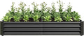 Raised Garden Beds Outdoor for Gardening 6×3×1ft Galvanized Rectangular Plastic Raised Planter Garden Box for Fruit Vegetables Herbs Flowers Growing Bed for Lawn Patio Balcony Black