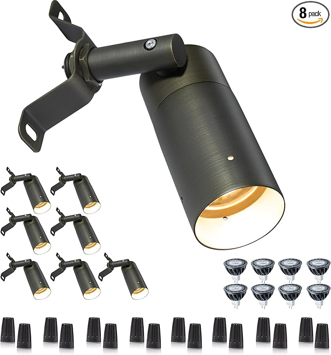Gardenreet Low Voltage Down Lights 12V Outdoor LED Landscape Spot Downlights for Tree Garden Yard with 4000K MR16 Bulb(8 Pack)