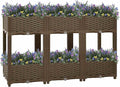 Raised Bed Stylish Two-Level Outdoor Planter Box Durable Polypropylene Medium Size for Garden Balcony Patio Vegetables Herbs Flowers