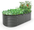 A ANLEOLIFE 6X3X2 ft Galvanized Raised Garden Beds Outdoor Oval Large Metal Deep Root Planter Box for Planting Vegetables Flowers Herb Anti-Rust &amp Easy-Setup Quartz Grey