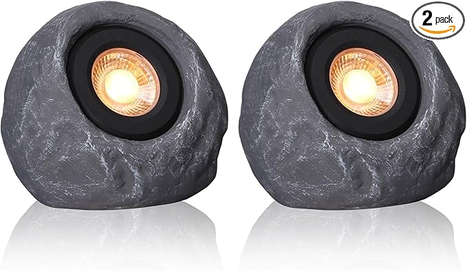 LEONLITE 5CCT LED Decorative Rock Lights Outdoor Dark Gray Pack of 2