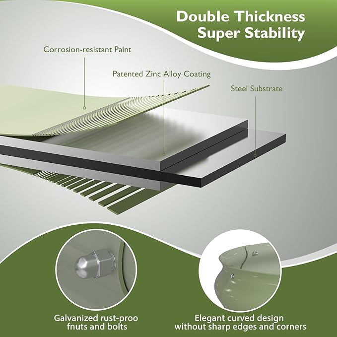 Raised Garden Bed Kit 8x2x1 ft Galvanized Planter Box Outdoor Oval Large Metal Raised Beds for Gardening Vegetables Flower Herb (Avocado Green)