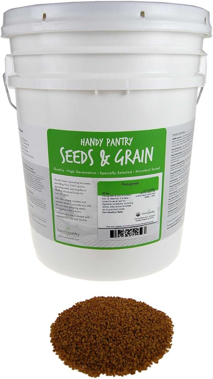 Organic Fenugreek Sprouting Seeds - Seeds for Planting Hydroponics Growing Sprouts Grinding for Spices &amp More (30 Lb)