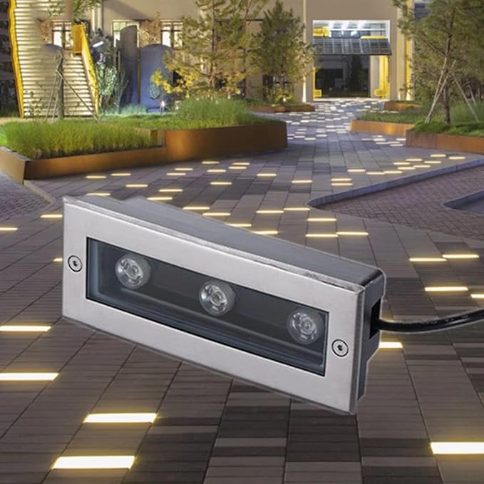 Outdoor landscape spotlight recessed LED spotlight - Outdoor landscape lights - LED long strip recessed light 220 V/24 V recessed LED floor lamp IP67 outdoor waterproof O Warm White-12W(600mm)