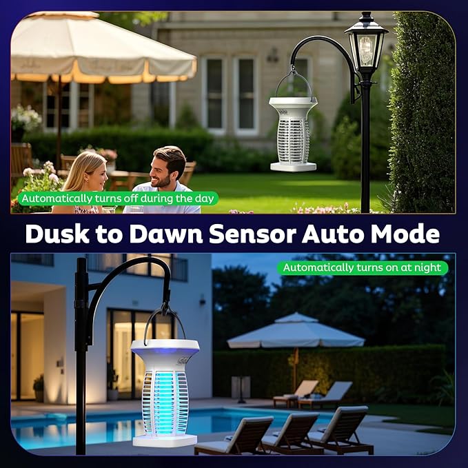 Solar Bug Zapper Outdoor Mosquito Zapper Outdoor Waterproof Electric Fly Zapper Rechargeable Mosquito Killer with Solar Panel 4200V Fly Trap Indoor for Home Backyard Patio Garden Camping