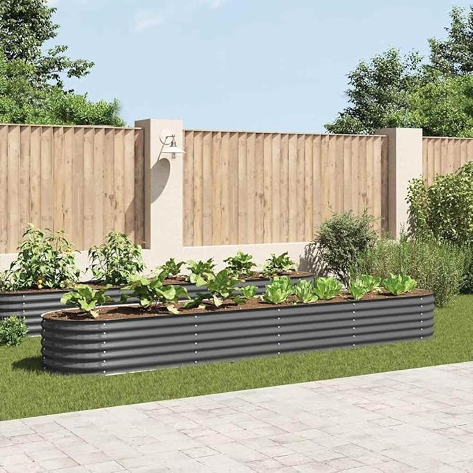 Garden Raised Bed Gabion Cages for retaining Walls Outdoor Backyard Planter Raised Garden Bed Suitable for Outdoor Landscape Lawn Cafes Backyard Patio 157.5x31.5x17.3 Galvanized Steel Gray