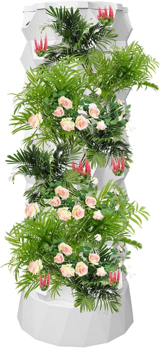 Lettuce Grow Tower | Layered Hydroponics Planter 80 Slots | Hydroponic Growing Kit Hydroponic Fruit Tower with Water Pump for Strawberries