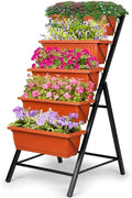 Suyncll Vertical Raised Garden Bed Planter Box5 Tiers Vertical Garden Planter with Drainage System&amp4 Hooks for Herb Vegetables Flowers Brick Red