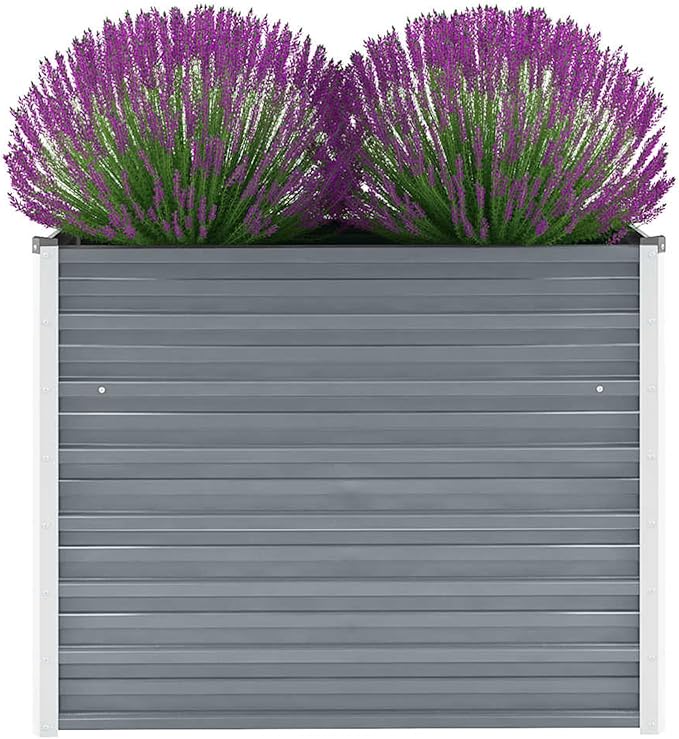 Galvanized Steel Planter Box - Deep &amp Wide for Plants Weather-Resistant Open Bottom 100x40x77cm