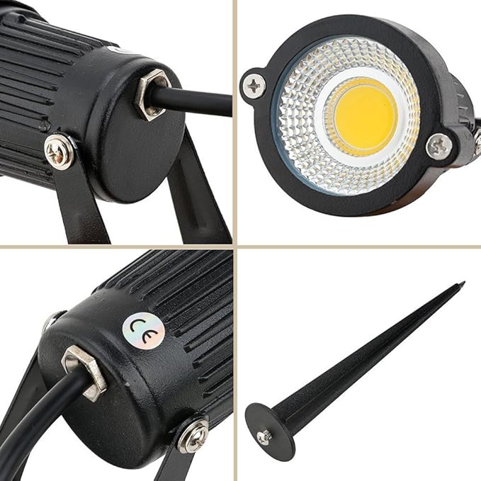 Youngine 12V Outdoor LED Lawn Light Lamps Landscape Spotlight 5W COB Garden Patio Wall Yard Path Decorative Lighting with Spiked Stand Pack of 2 (Cool White)NO Plug