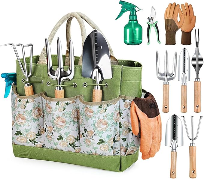 Multipurpose Garden Tool Set with Stainless Construction and Storage Bag Corrosions for Organized Carrying Garden Tool Set