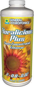 General Hydroponics HGC732206 Floralicious Plus 2-0.8-0.5 Concentrated Blend of Plant Marine &amp Other Nutrients Enhance Growth Build Root &amp Leaf Mass 1-Quart 32-Ounce