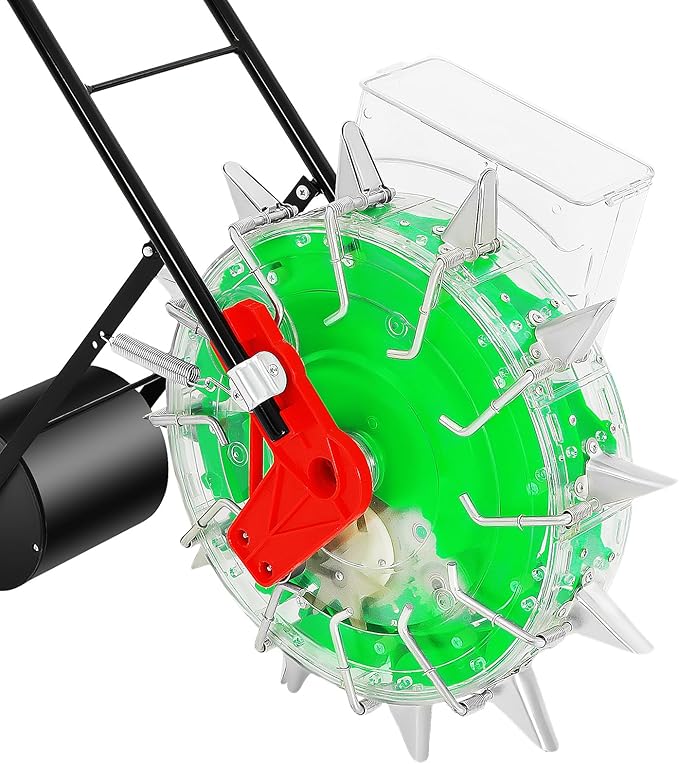 Manual Seeder Hand-Push Garden Seeder Machine 5.3 inch Spacing Roller Seeding and Fertilizer Applicator Row Planter Corn Planter Seeder for Soy Peanut Corn Cotton Soybean