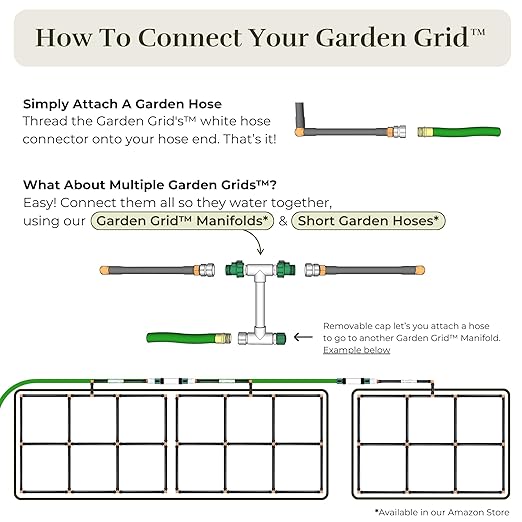 The Garden Grid | Pre-Assembled Raised Garden Bed Irrigation System – Waters Every Plant Evenly 1-Minute Setup Hassle-Free Design Lasts 5–10x Longer Than Drip Kits | USA-Made | 3x3 (33.5x33.5)