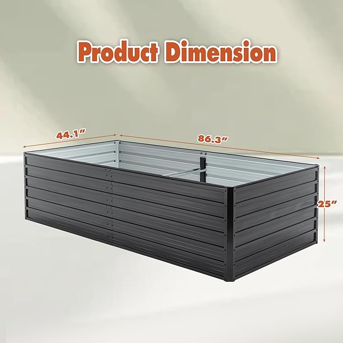 2 Pack Metal Raised Garden Bed Kit Outdoor 8x4x2 FT Galvanized Planter Boxes Set Rectangle Vegetable Flower Beds for Herbs Fruits Planting (Black)