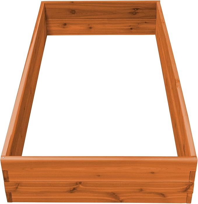 DutchCrafters Red Cedar Wood Raised Vegetable Garden Bed - Amish Made in USA (11 Double Raised Bed Cedar Stain)