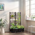 Garden Raised Bed with Trellis Raised Bed for Flowers and Plants Planter with Drainage HoleFlower Standing Planter Box Privacy Lattice Panels for Patio Porch Brown 80 x 40 x 122.5CM