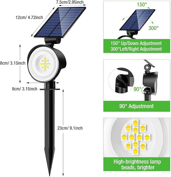 nipify 4 Pack Solar Motion Spotlights+4pack 3CCT Solar Spotlights