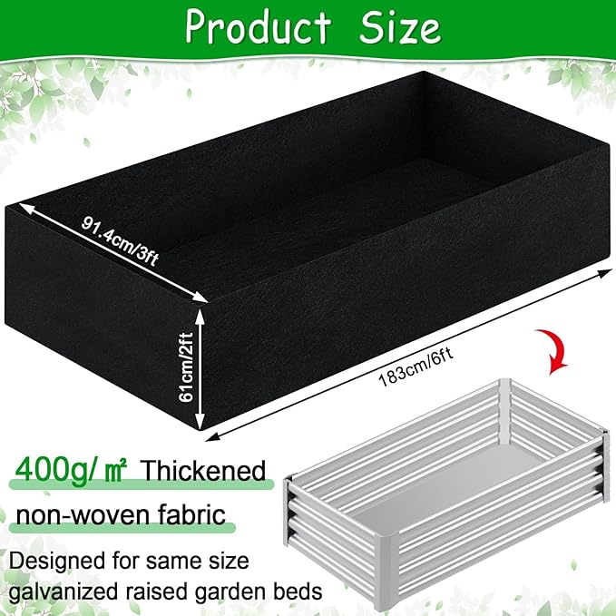 6x3x2ft Fabric Raised Garden Bed liner for Planter Raised Beds Garden Grow Bed Bags to Grow Vegetables Flowers Fruits Herbs and Succulents Rectangle Planting Container for Outdoor 269 Gallon