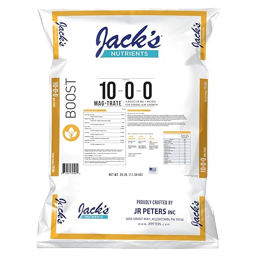 Jack’s Nutrients 10-0-0 Mag-Trate Water-Soluble Fertilizer 25lbs – Boost of MG + Micronutrients for Strong Leaf Growth