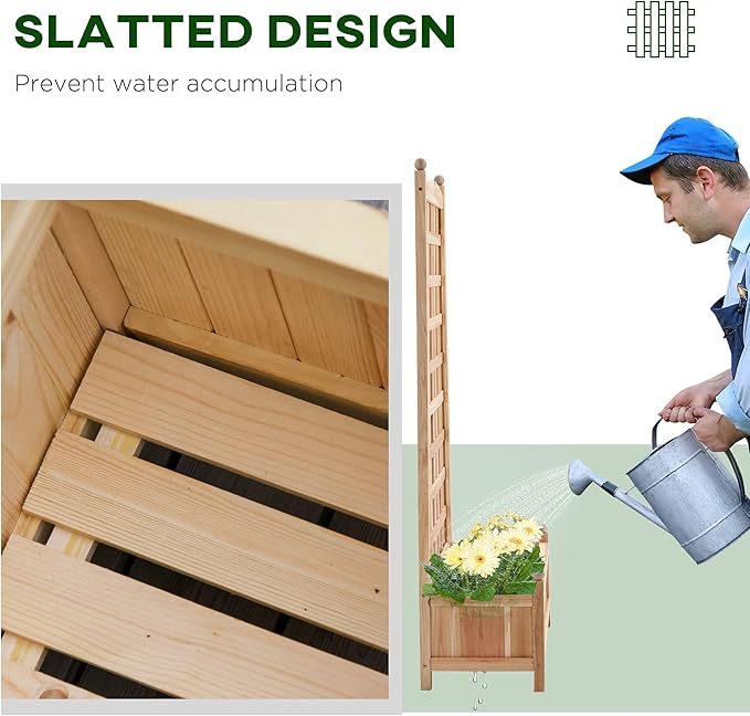 23.5x11.5x49.25 Sturdy Heavy-Duty Robust Premium Durable Quality Eco-Friendly Weatherproof Strong Solid Wooden Solid Garden Trellis Raised Bed Natural Finish