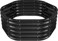 Hexagon Raised Garden Bed 48 Inch Diagonal &amp 16.5 Inch Tall Galvanized Steel Planter Box with Wave-Shaped Metal Panels for Outdoor FlowerTreeHerb &amp Vegetable Garden (Black 4FT X 1.5FT)
