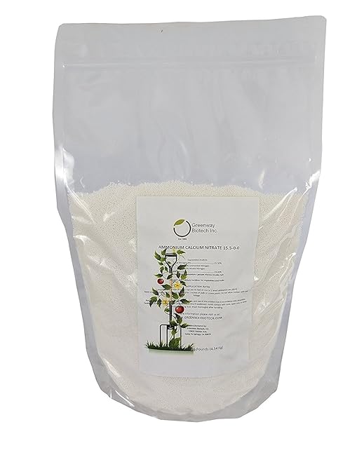 Greenway Biotech Inc. Calcium Nitrate Solution Grade 15.5-0-0 Fertilizer Contains 15.5% Nitrogen &amp 19% Calcium for Tomatoes Plants- Water Soluble Hydroponics Fertilizers for Vegetables (10 Pounds