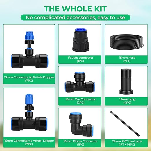 HIRALIY Raised Bed Drip Irrigation Kit Medium DIY Garden Grid Watering System Garden Irrigation System for Flower Bed up to 3 x 8FT