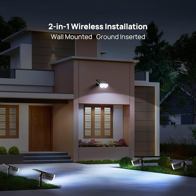 Solar Lights Outdoor Waterproof Consciot 16 LEDs IP67 Spot Lights Outdoor Auto On/Off Solar Landscape Spotlights 2-in-1 Adjustable Wall Lights for Garden Yard Pathway Cool White 4 Pack