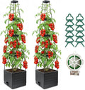 2 Pack Raised Garden Bed Planter Box with Trellis 58”Tomato Planter with Trellis for Climbing Plants Vegetables Vine Flowers Self-Watering Tomato Cage for Garden Patio Outdoor &amp Indoor