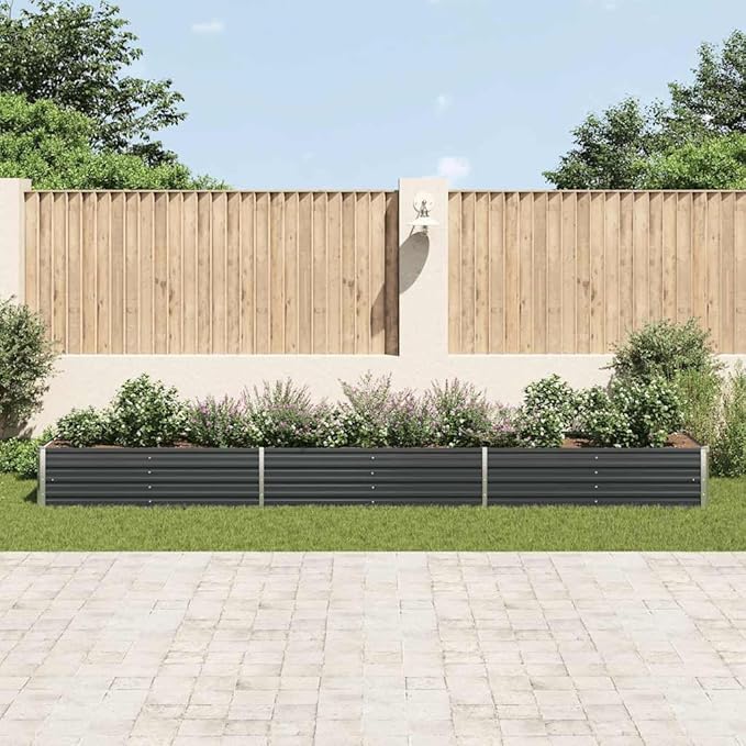 Galvanized Steel Garden Raised Bed Kit Outdoor Planter Raised Garden Boxes Metal Raised Garden Beds for Vegetables Herbs Flowers 189x31.5x17.7 Anthracite-1132
